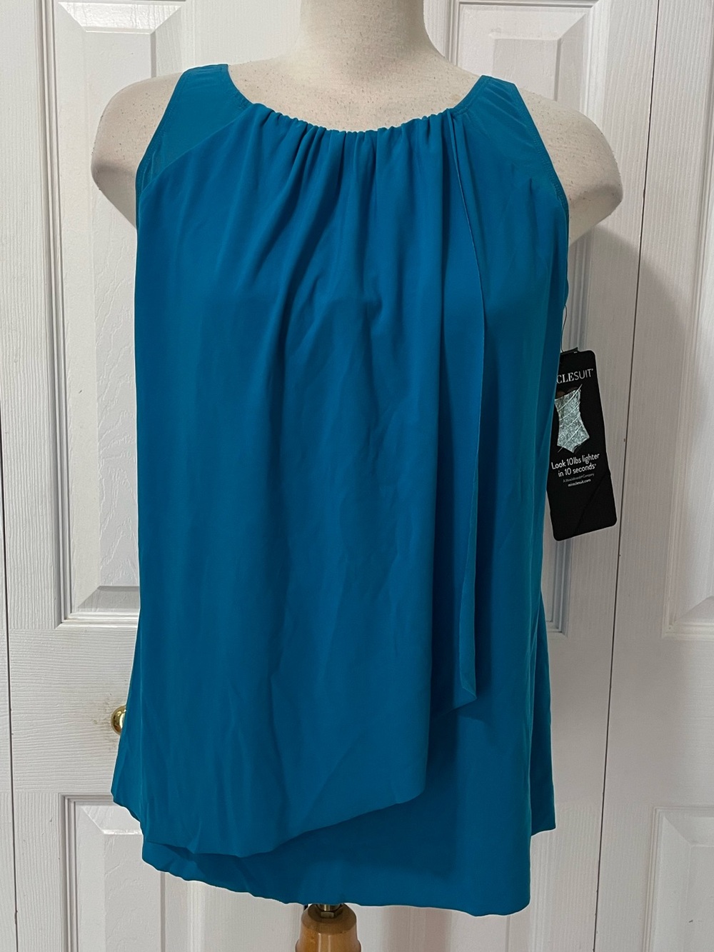 Miraclesuit Teal-Blue Asymmetrical Top